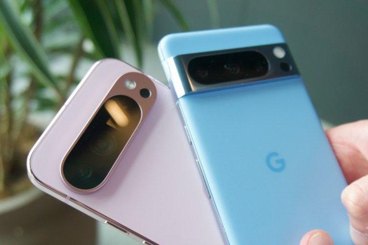 The Google Pixel 9 Pro XL next to the Google Pixel 8 Pro.