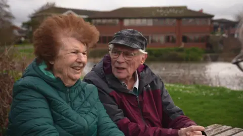 Mavis and Rodney Guinn talking to BBC News