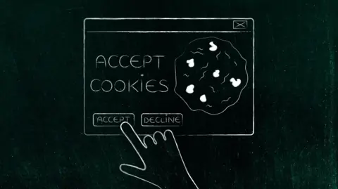 Getty Images A line drawing of a pop-up box asking users whether to accept or reject cookies