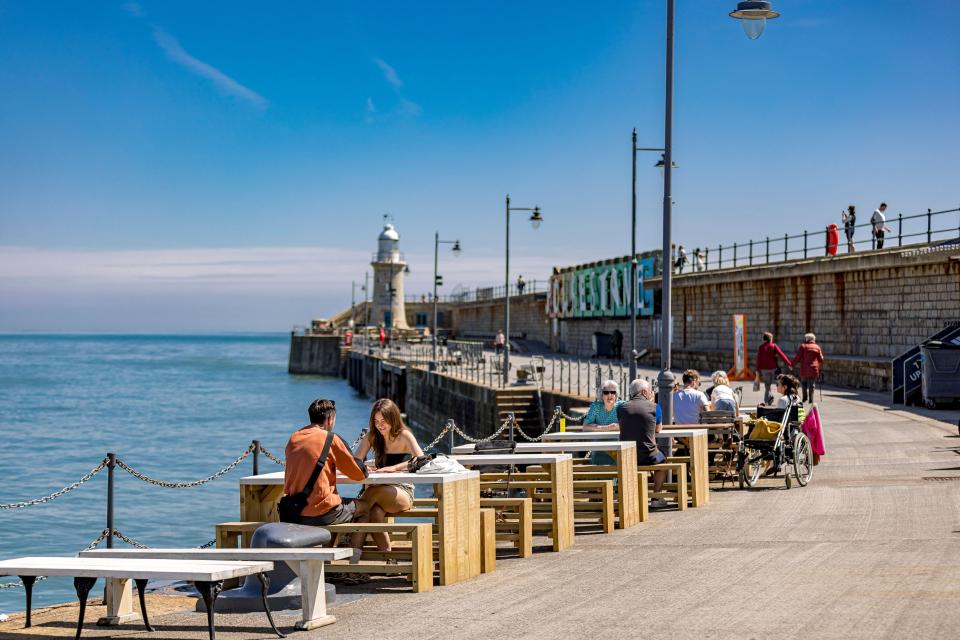 The Lighthouse Bar at the end of the harbour has some of the best sea views