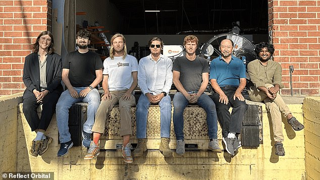 Pictured: The seven employees who make up Reflect Orbital. The team recently flew a hot air balloon fitted with a mirror that successfully reflected sunlight down onto solar panels