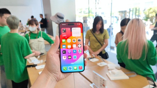 Mandatory Credit: Photo by Costfoto/NurPhoto/REX/Shutterstock (14592408a) Customers are shopping for the iPhone 15 at the flagship store of Apple Smart Products on Nanjing Road Pedestrian Street in Shanghai, China, on May 24, 2024. IPhone 15 Promotion, Shanghai, China - 18 Jul 2024