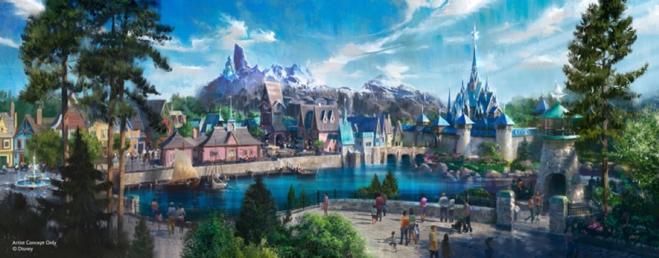 An artist's representation of the World of Frozen in Disney Adventure World, Disneyland Paris