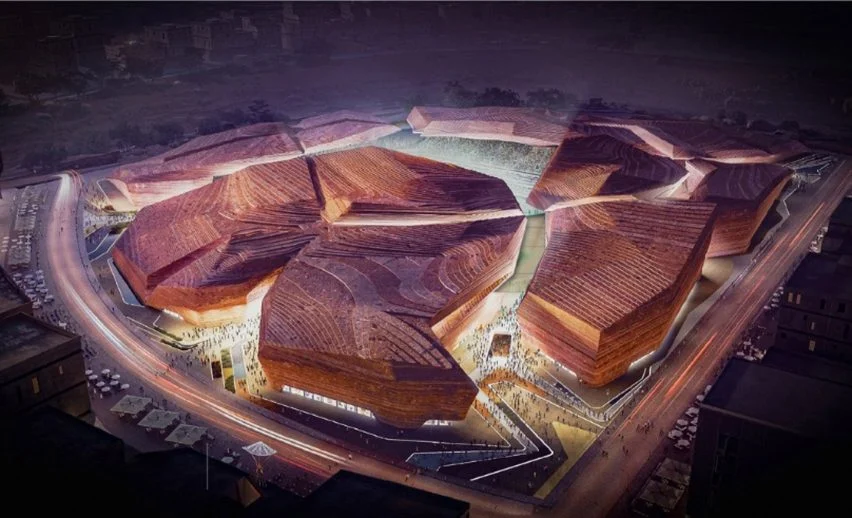 The Murabba Stadium in Riyadh will feature artificial canyons and giant rock designs