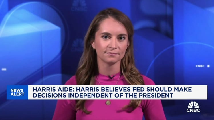 Harris aide: Harris believes Fed should make decisions independent of the president