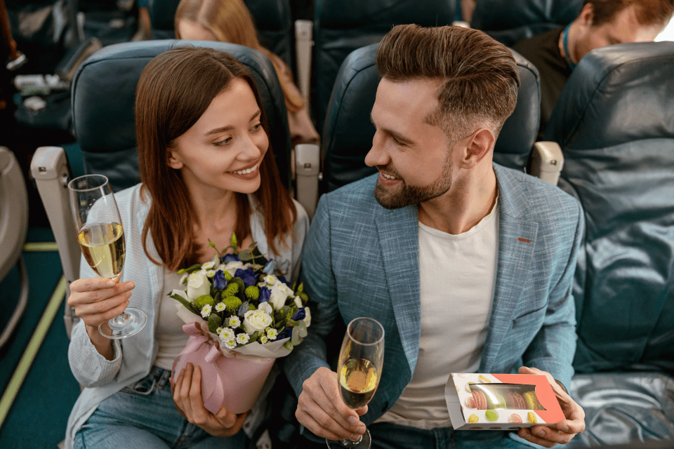 Couples who've had a drink tend to get a bit too handsy with each other, according to a flight attendant