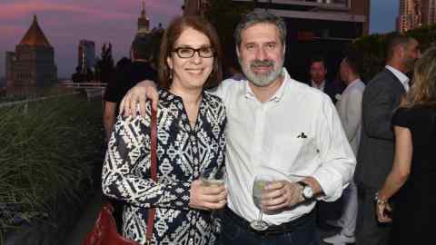 Chris Morvillo and his wife, Neda, at a cocktail party