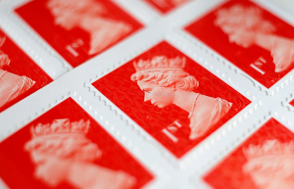 A picture of a book of first-class postage stamps featuring Queen Elizabeth's profile