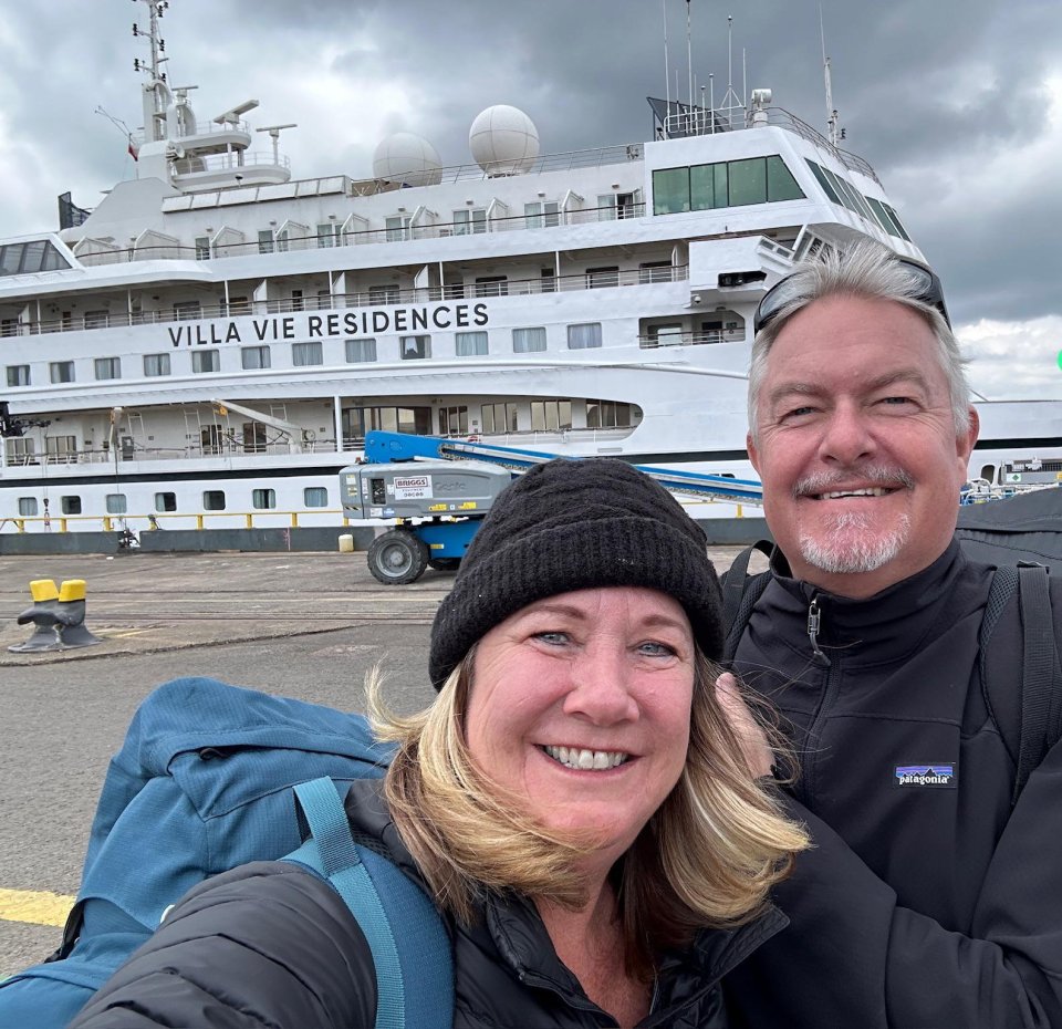 Stranded cruise passenger Johan Bodin with his partner Lanette