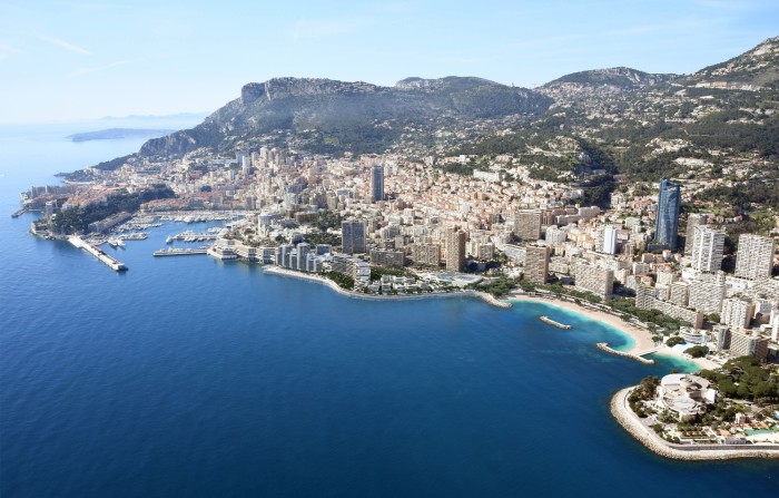 Aerial shot of Monaco, showing harbour