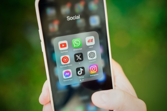 Social media apps are seen on a phone screen 