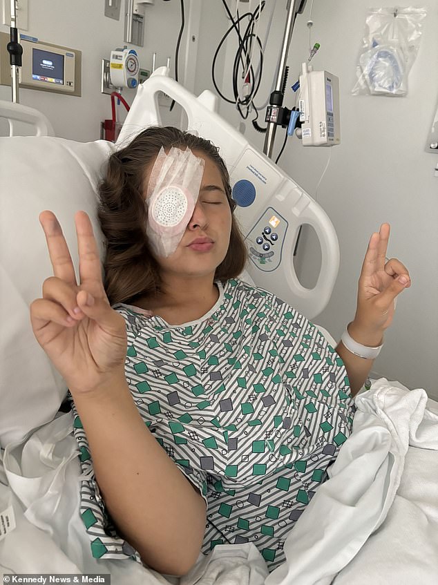 Kylie was rushed to Akron General Hospital in Cleveland, Ohio and underwent an emergency surgery to have her eye closed