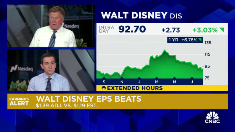 Disney beats estimates as combined streaming services turn a profit