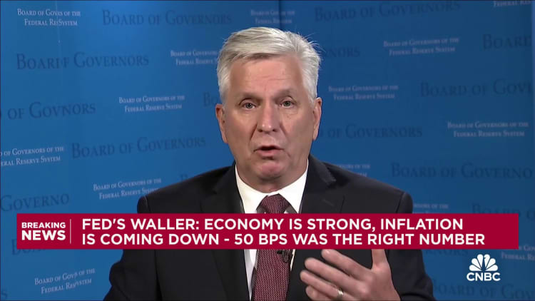 Fed Governor Waller says inflation softening faster than he expected put him in half-point-cut camp