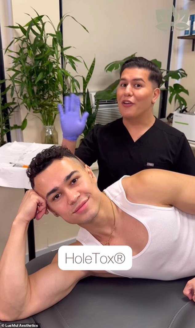 In an Instagram post New York-based 'medical spa' Lushful Aesthetics promoted the procedure after hailing 'HoleTox the talk of the town'. The clinic, founded by Dr Chris Bustamante (pictured), said the 'virtually painless' procedure 'takes about three minutes'