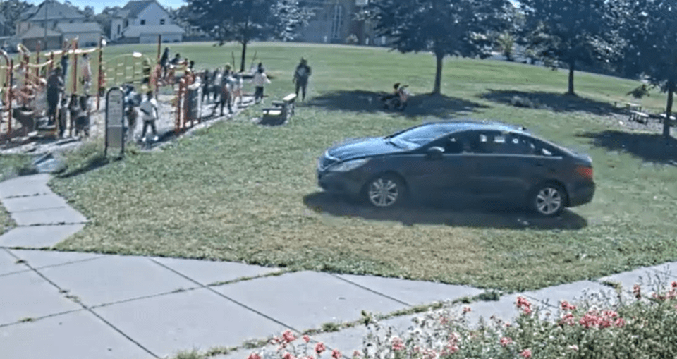 The young driver drove on the sidewalk children had been using moments earlier