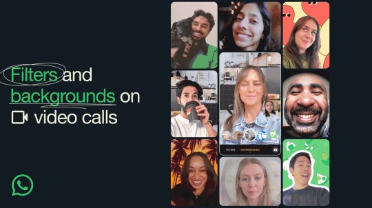 Whatsapp ad showing the new filters and backgrounds on video calls 