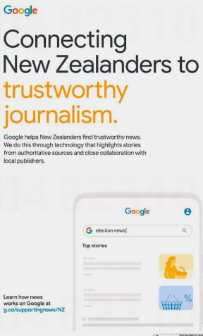 Google News Showcase ad running in the local papers which have licenced their news to the internet giant for the new service.