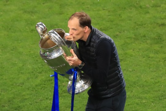 Thomas Tuchel, Manager of Chelsea celebrates with the UEFA Champions League Trophy following his team's victory in the UEFA Champions League Final between Manchester City and Chelsea FC at Estadio do Dragao on May 29, 2021 in Porto, Portugal.