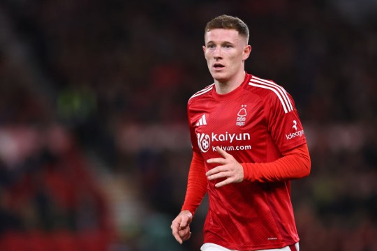 Elliot Anderson pictured playing for Nottingham Forest