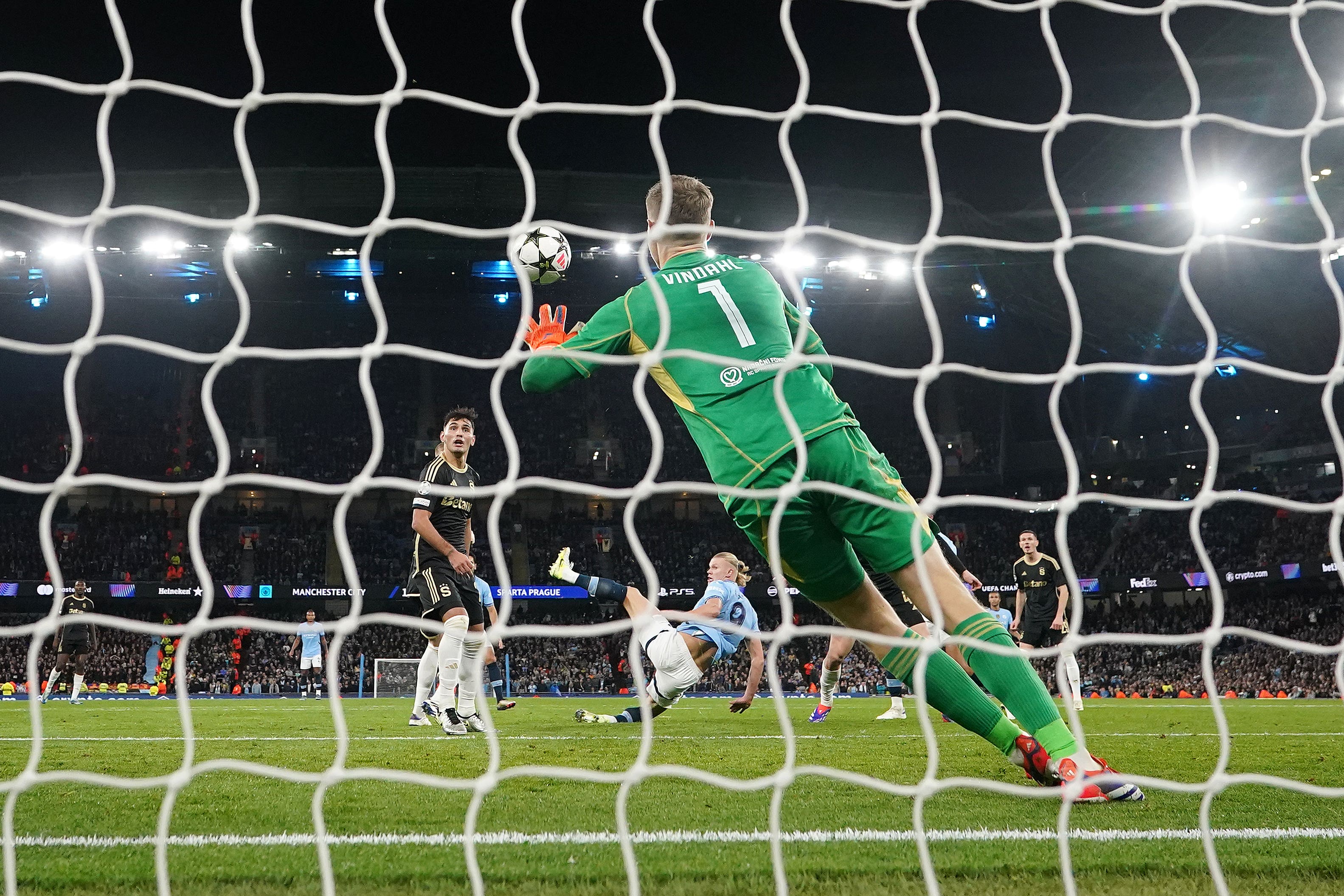 Erling Haaland scores with a back-heel volley