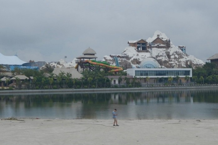 Views of the Ocean Flower Project, an artificial island shaped like an orchid in Danzhou City, Hainan.