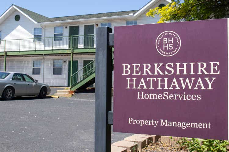 Berkshire Hathaway HomeServices sign. HomeServices is subsidiary of Berkshire Hathaway Energy.