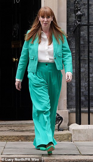 Best foot forward: Angela Rayner has the knack of looking as though she is about to pull a pint in the Dog and Duck