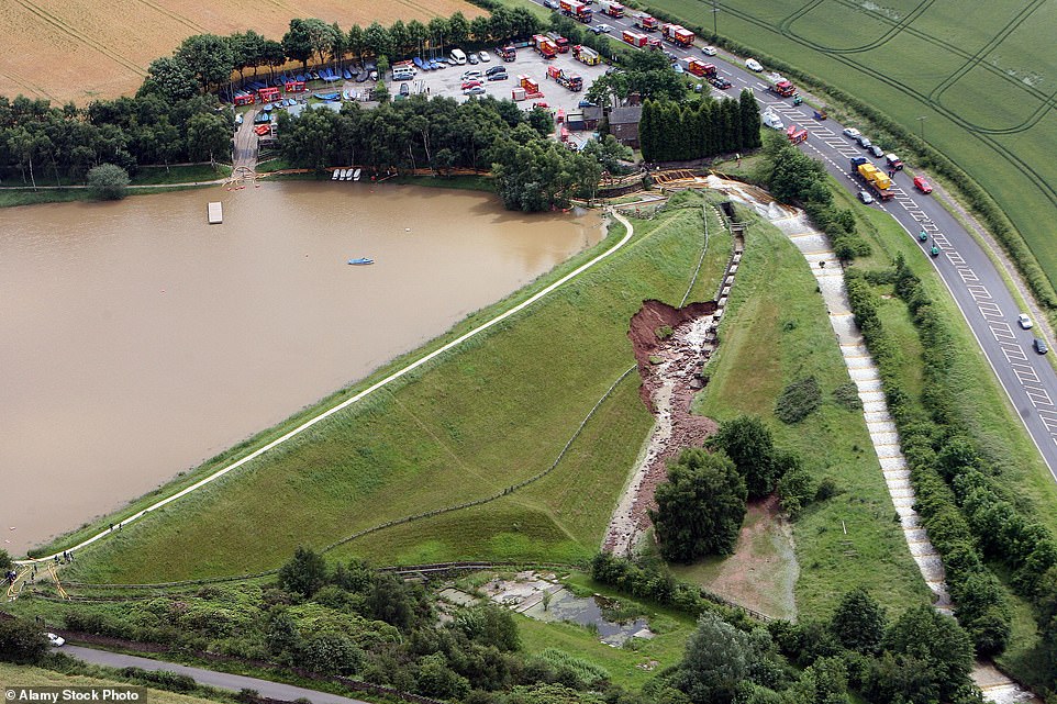 In June 2007, junctions 32 to 36 of the M1 in Yorkshire had to be closed for a number of days after the Ulley Reservoir developed cracks after being deluged by heavy rainfall, triggering fears it could flood the motorway