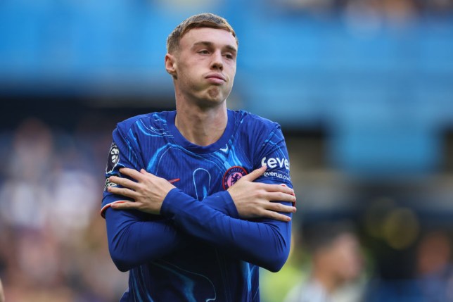 Cole Palmer of Chelsea celebrates 2nd goal during the Premier League match between Chelsea FC and Newcastle United FC