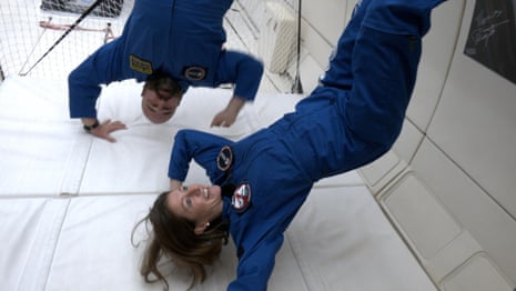 Hannah Devlin walks up a wall during zero-gravity flight – video