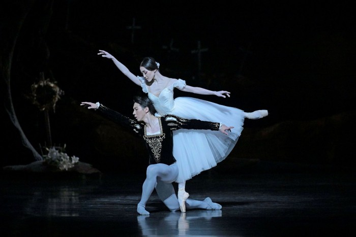 Two ballet dancers on the stage