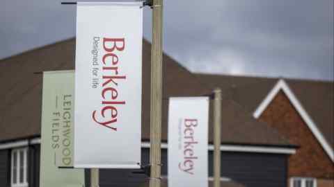 Berkeley Group banners at a new housing development