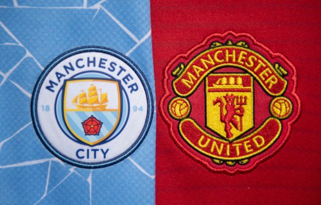 The Manchester City and Manchester United Club Badges