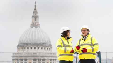 Rachel Reeves and Sir Keir Starmer visit construction workers and apprentices in the City of London