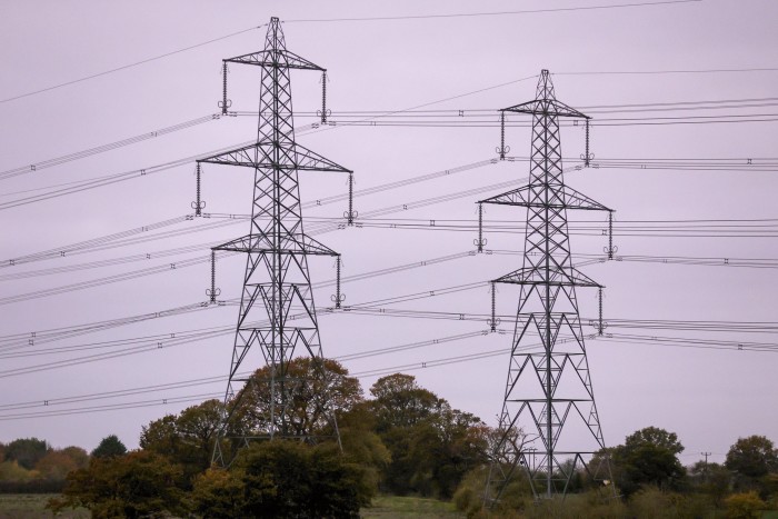 Power lines near Friston in Suffolk