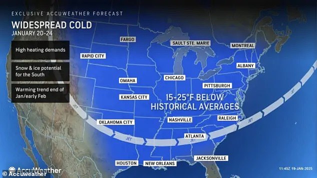 Meanwhile, another blast of Arctic air is heading for the Eastern US. Meteorologists have warned 235 million Americans from the Gulf Coast to New England, the Great Lakes and the Midwest to brace for 'life-threatening' cold weather