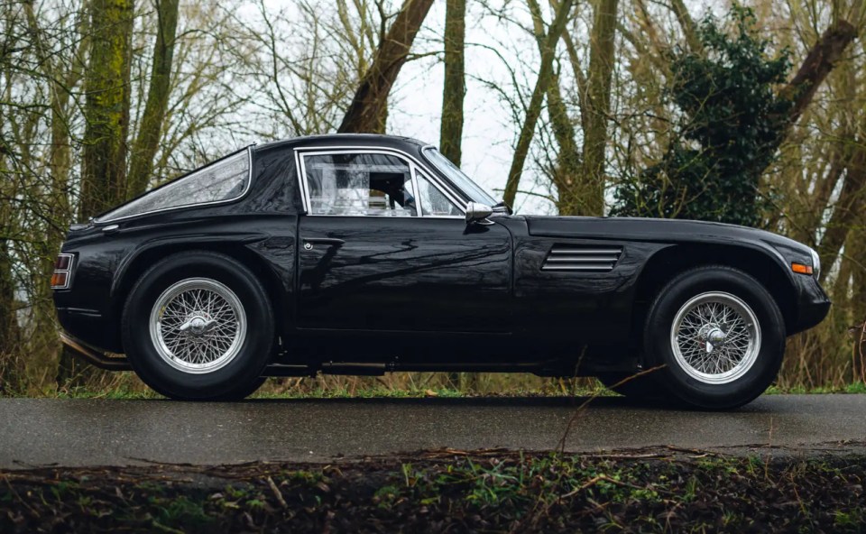 Black 1972 TVR Vixen 1300 sports car.