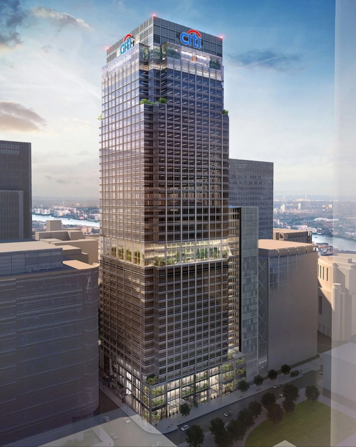 Rendering of the new Citi building in Canary Wharf