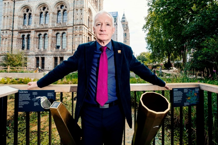 Doug Gurr photographed in front of the Natural History Museum in London where he is director