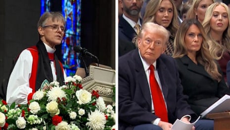 ‘They fear for their lives’: Bishop confronts Trump on immigration and gay rights – video