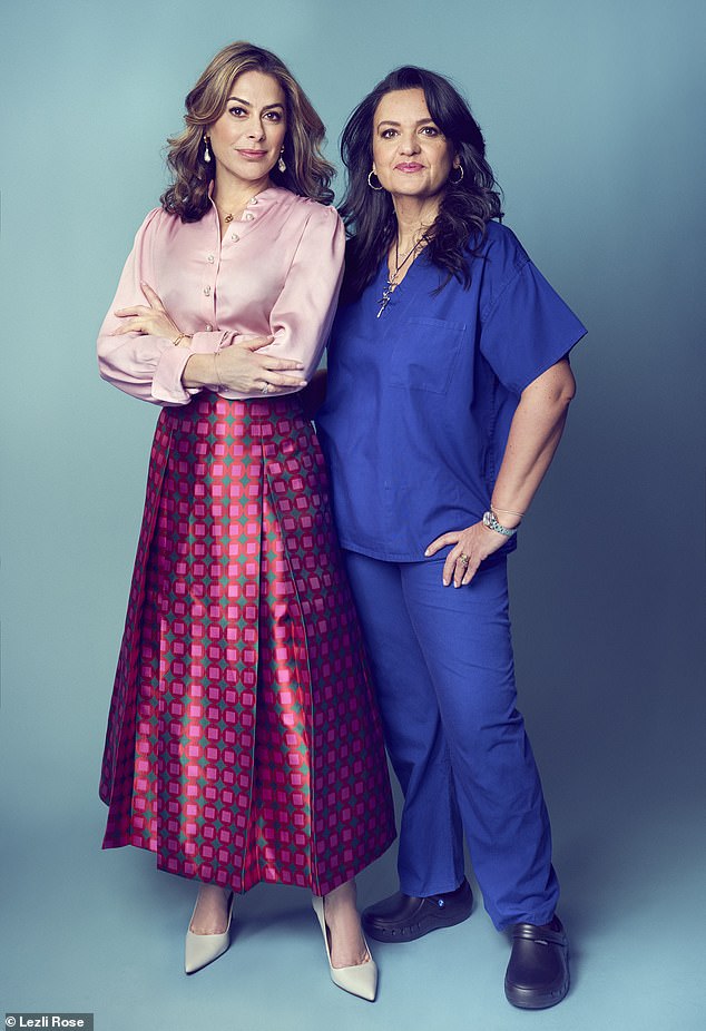 Katie with Dr Dora Pissanou, one of the country's leading liver surgeons, who performed the 11-hour procedure to cut open Katie's stomach to remove the tumour