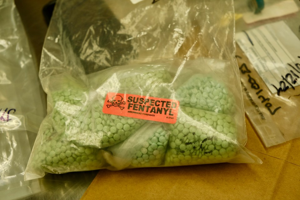 Bag of suspected fentanyl pills.