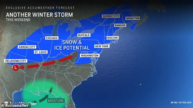 A third storm is in the forecast for the weekend, potentially bringing more ice and snow to the Central U.S., East Coast, and New England.