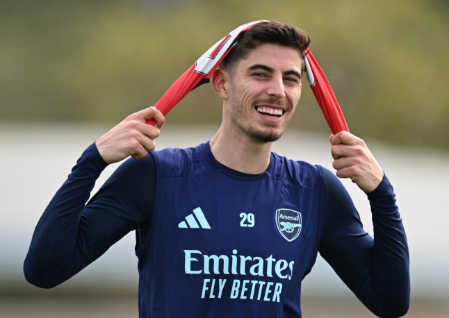 DUBAI, UNITED ARAB EMIRATES - FEBRUARY 07: Kai Havertz of Arsenal during a training session at NAS Sports Complex on February 07, 2025 in Dubai, United Arab Emirates. (Photo by Stuart MacFarlane/Arsenal FC via Getty Images)