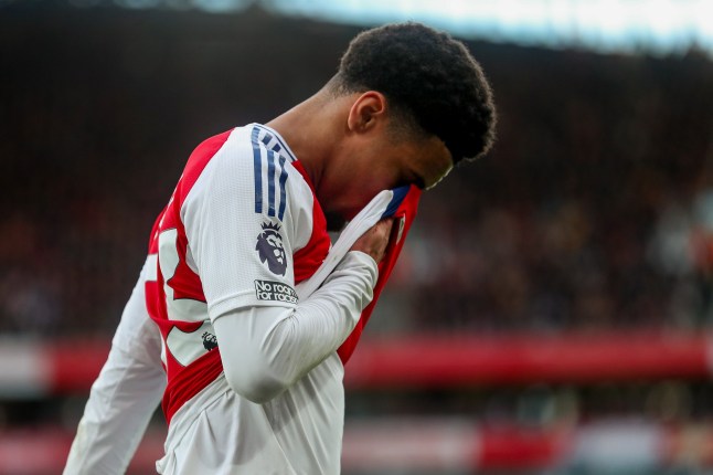 Ethan Nwaneri of Arsenal leaves the field during the Premier League match Arsenal vs West Ham United at Emirates Stadium, London, United Kingdom, 22nd February 2025 (Photo by Izzy Poles/News Images)