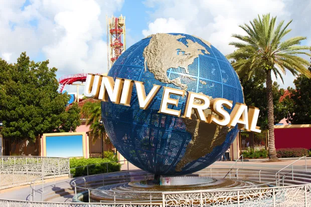 Universal Studios globe with the word "Universal" on it.