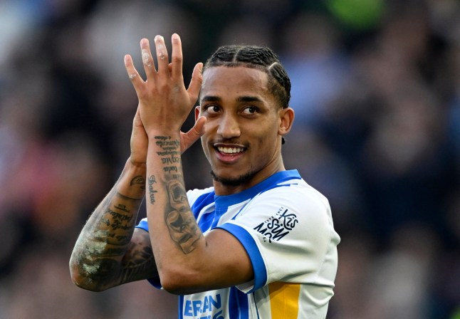 Soccer Football - Premier League - Brighton & Hove Albion v Fulham - The American Express Community Stadium, Brighton, Britain - March 8, 2025 Brighton & Hove Albion's Joao Pedro applauds fans after the match REUTERS/Tony O Brien EDITORIAL USE ONLY. NO USE WITH UNAUTHORIZED AUDIO, VIDEO, DATA, FIXTURE LISTS, CLUB/LEAGUE LOGOS OR 'LIVE' SERVICES. ONLINE IN-MATCH USE LIMITED TO 120 IMAGES, NO VIDEO EMULATION. NO USE IN BETTING, GAMES OR SINGLE CLUB/LEAGUE/PLAYER PUBLICATIONS. PLEASE CONTACT YOUR ACCOUNT REPRESENTATIVE FOR FURTHER DETAILS..