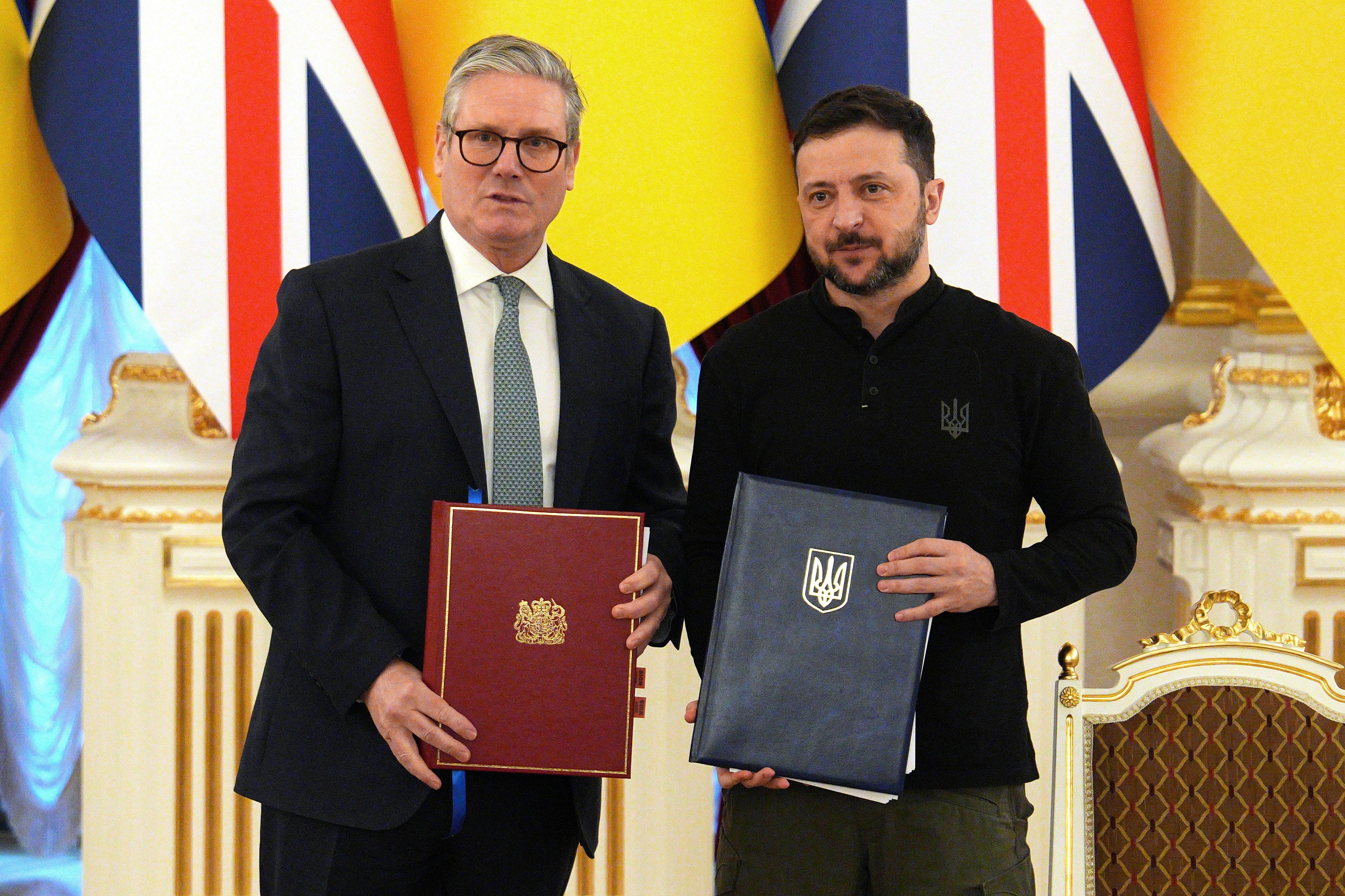 Sir Keir Starmer and Ukrainian president Volodymyr Zelensky (Carl Court/PA)