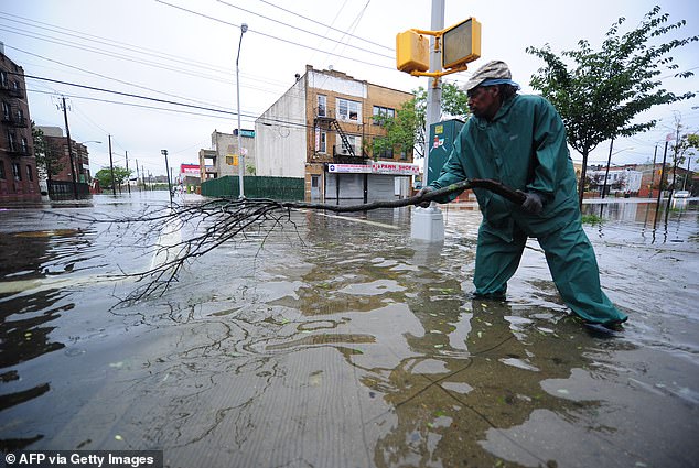 Those researchers found that New York's (pictured) more than one million buildings are pressing down on the Earth so hard that they have become an important factor in the city's subsidence